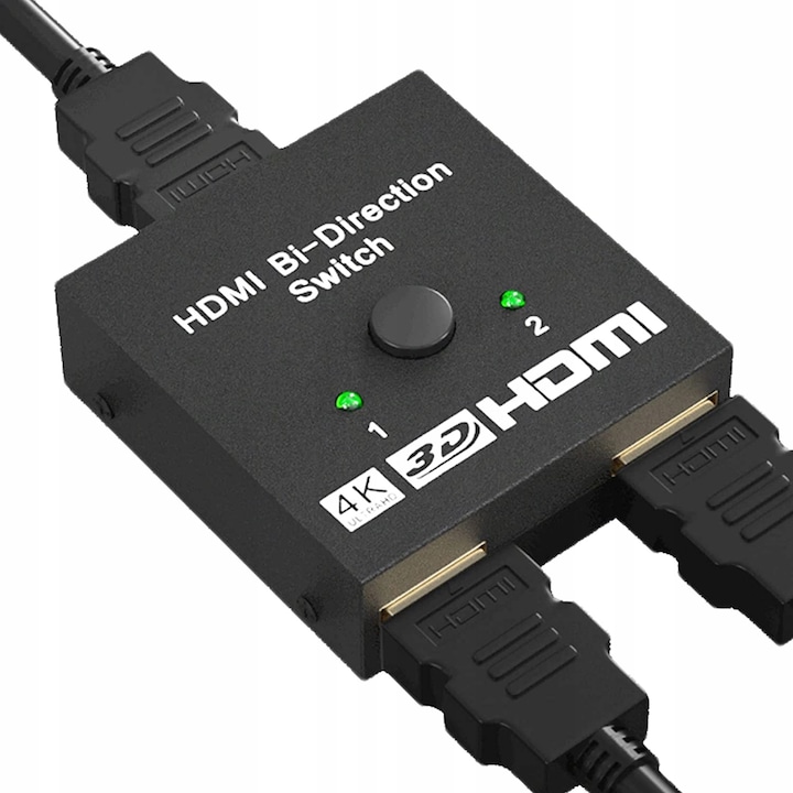 Превключвател, Hdmi 2.0 2x1, Splitter 1x2, Splitter, 4K/60, черен