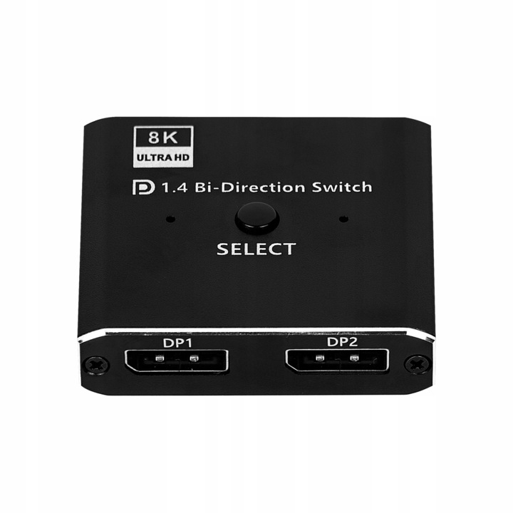 Comutator, Displayport 2x1, splitter 1x2, splitter 8K, negru