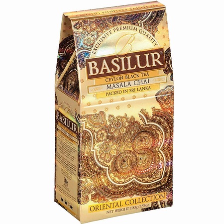Ceai negru ceylon Masala Chai cu Cardamom, Cuisoare, Scortisoara, Ghimbir, Nucsoara si Piper, "colectia Oriental" refill, 100gr, Basilur Tea