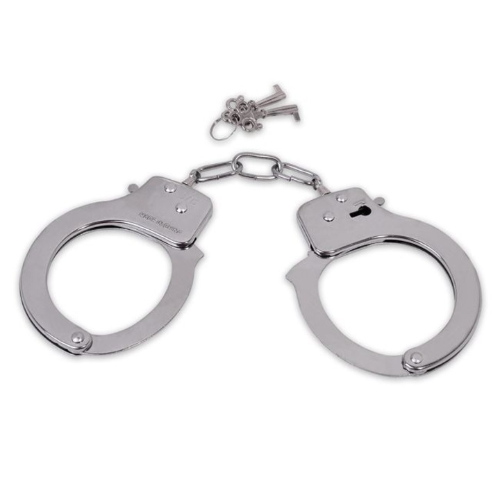 Catuse Metalice VENITIVO ® cu 2 chei, accesoriu petrecere Halloween, argintie