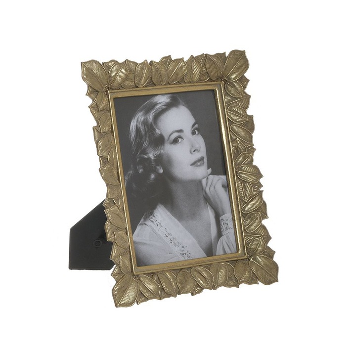 Rama foto, Inart, din rasina, auriu-antichizat cu model 10x15 cm
