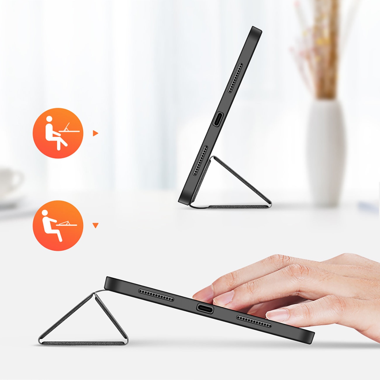 Husa DUX DUCIS DOMO pliabila cu depozitare creion pentru iPad 10 (2022) neagra