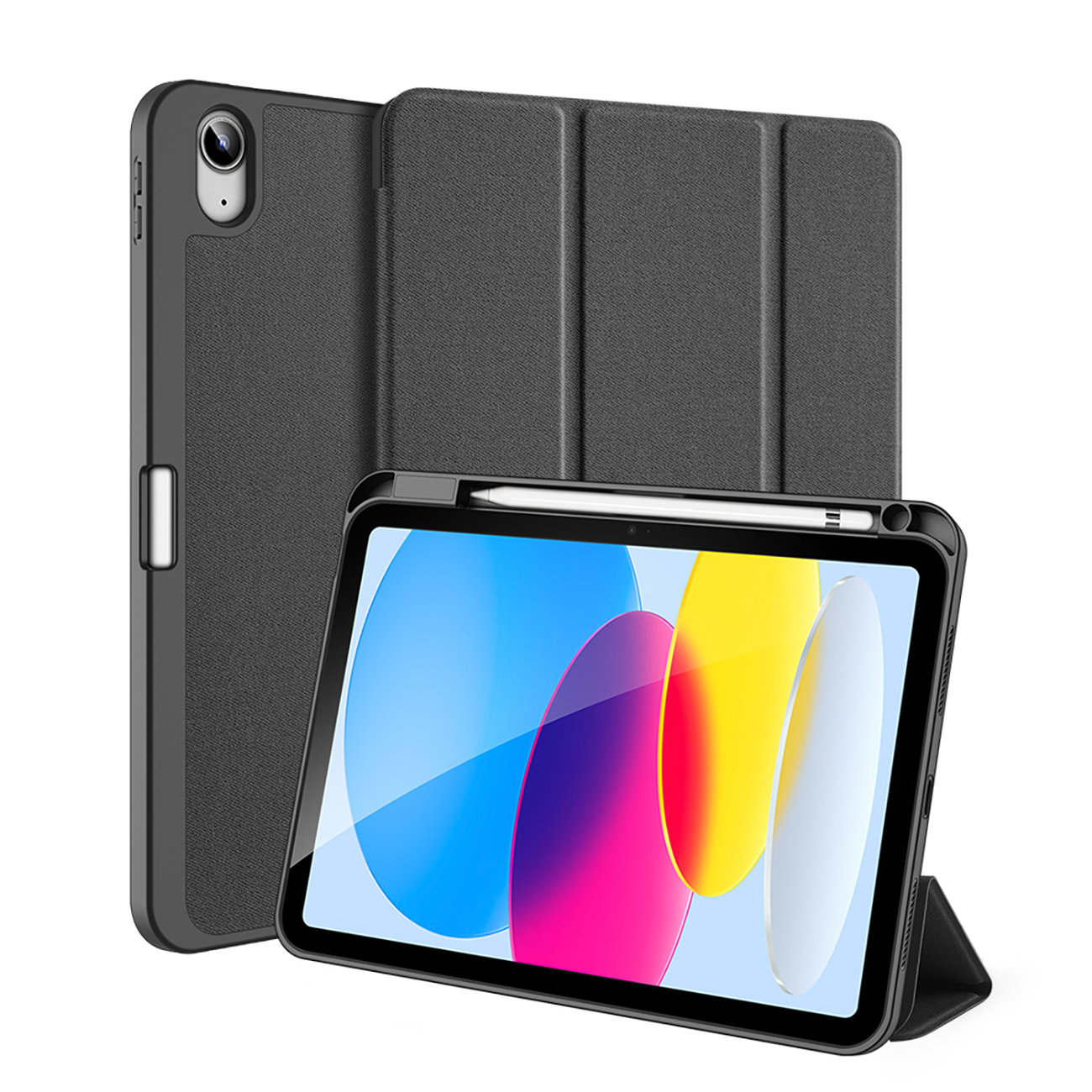 Husa DUX DUCIS DOMO pliabila cu depozitare creion pentru iPad 10 (2022) neagra