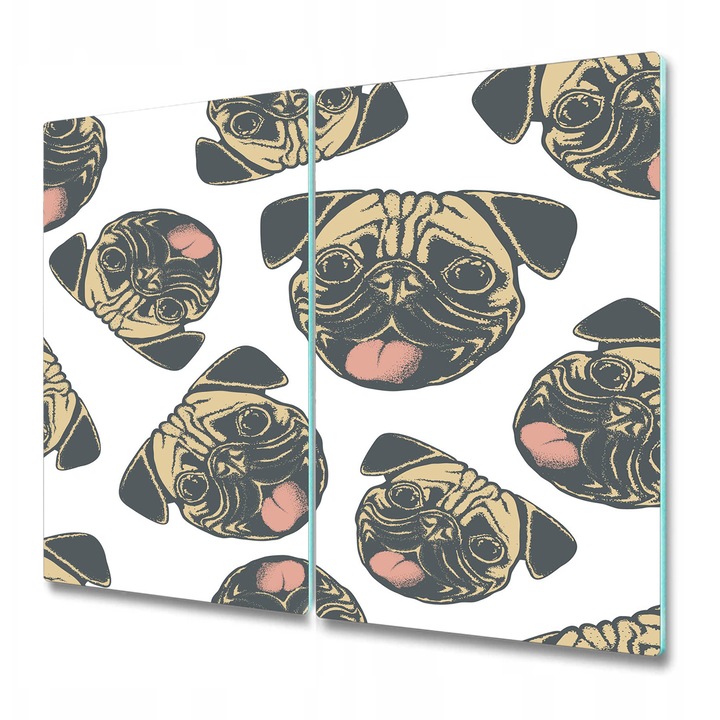 Tocator paine. Tulup. Sticla. Dreptunghi. Pugs Caini Chestii Amuzante. Multicolor. 2x30x52 cm. 010010520010000029431