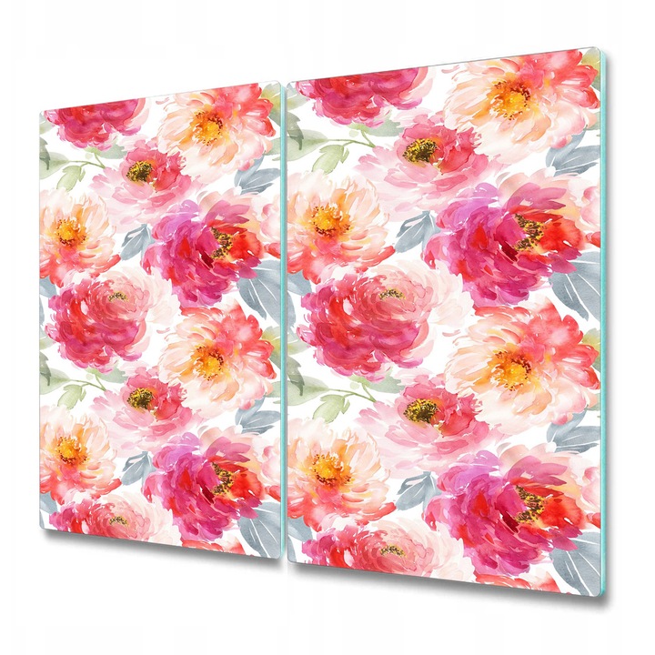 Vágódeszka Tulup Üveg Négyszögletes Angol Rózsamadarak Sárga 2x30x52 cm