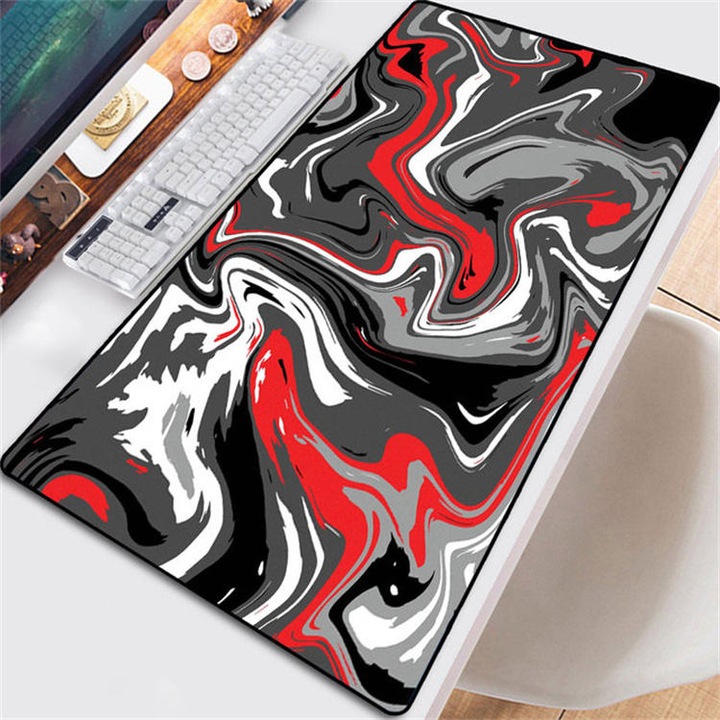Подложка за мишка Gaming Liquid, червена многоцветна, водоустойчива, 70 x 30 см