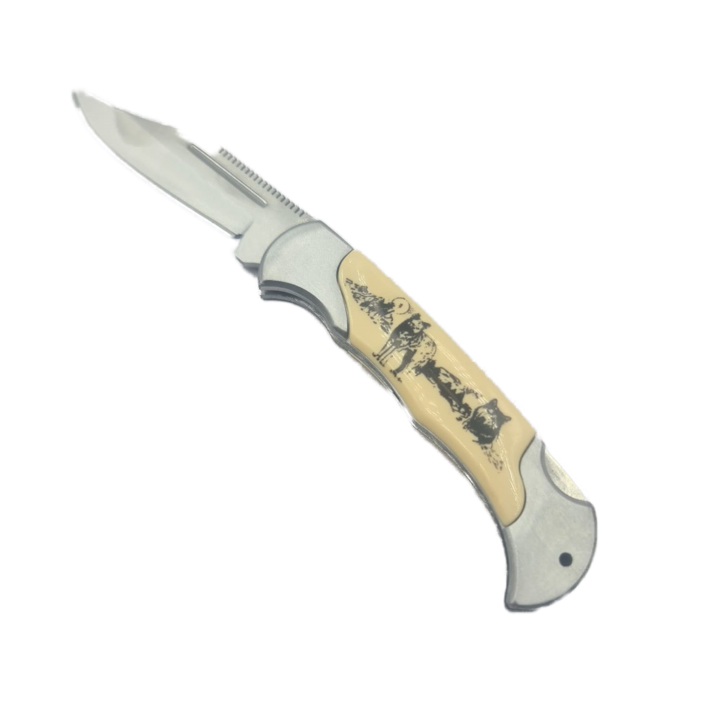 Cutit Model Unic, Animal, Lup, Deschidere Manuala, Otel Inoxidabil, 19 cm, Dalimag