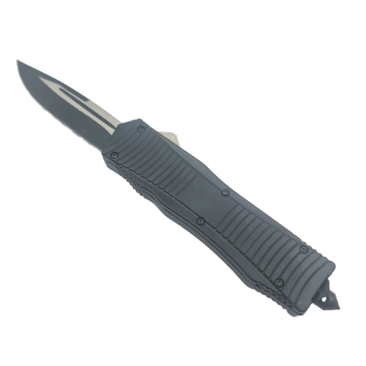 Cutit cu Deschidere Automata pe Buton, Prindere Curea, Dispozitiv Spart Geam, Husa, 22 cm, Negru, Dalimag