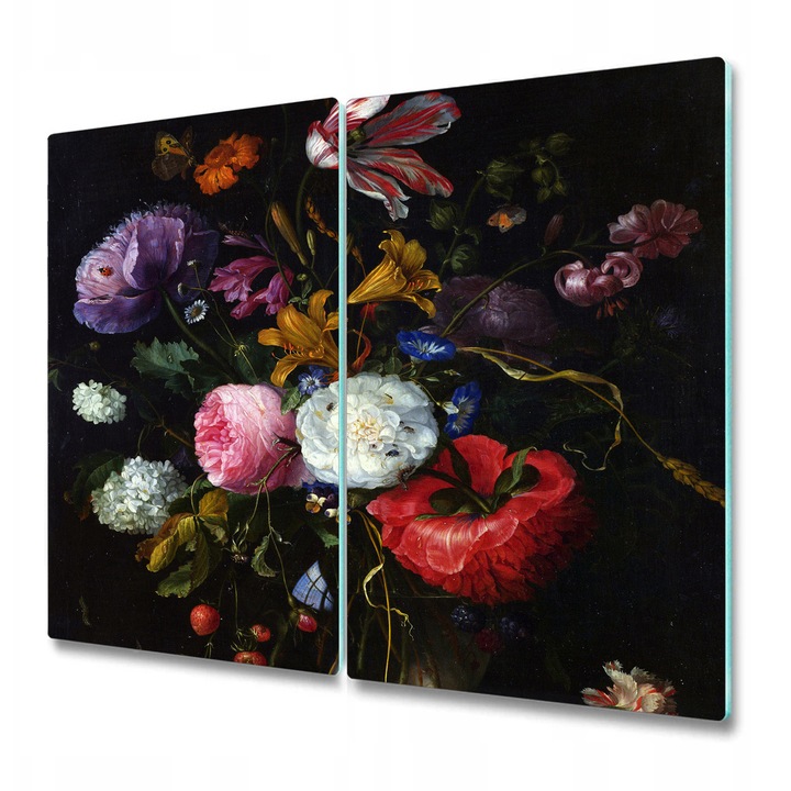 Tocator paine. Tulup. Sticla. Dreptunghi. Flori Olandeze. Multicolor. 2x30x52 cm. 010010520010000012070