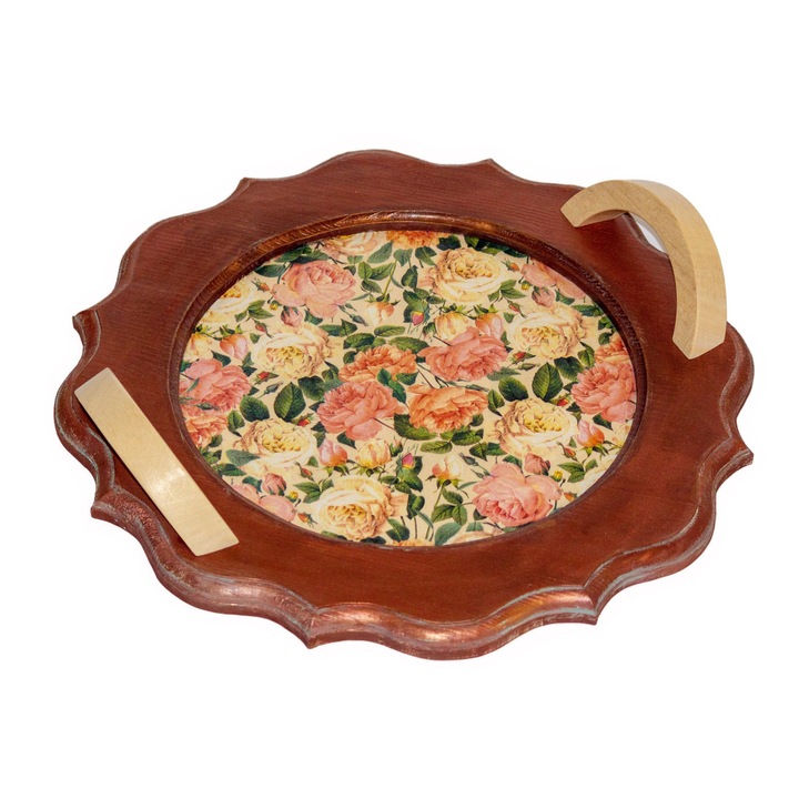 Tava decorativa, din lemn, 36x36x7 cm