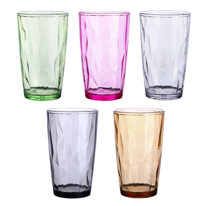 Jormftte 5 db-os PC pohárkészlet, 210ml-500ml, többszínű