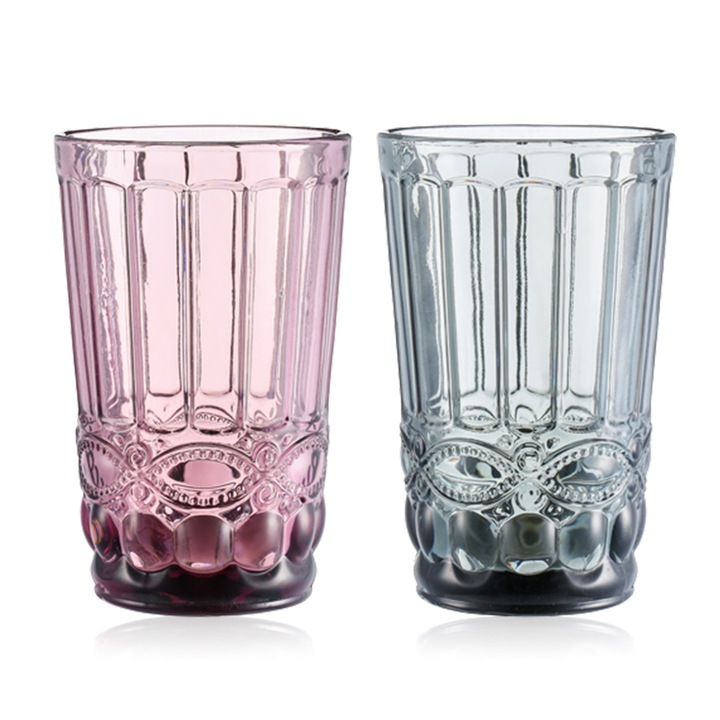 Jormftte 2 darabos üveg pohár készlet, 220ml és 300ml űrtartalom, többszínű