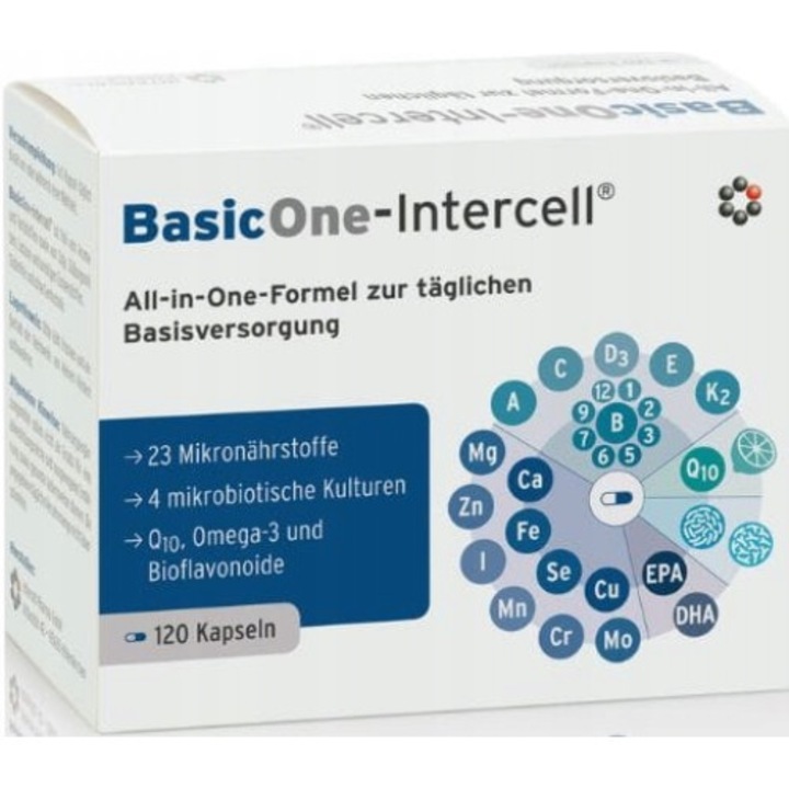 Supliment alimentar BasicOne-Intercell, Vitamine/Minerale/Probiotice, 120 capsule