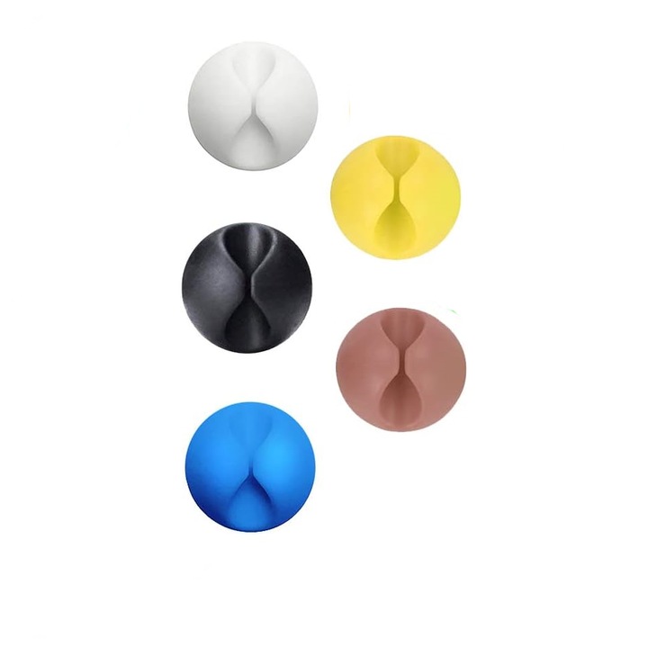 Set suport organizare cabluri, General Store, 8 bucati, autoadeziv, multicolor