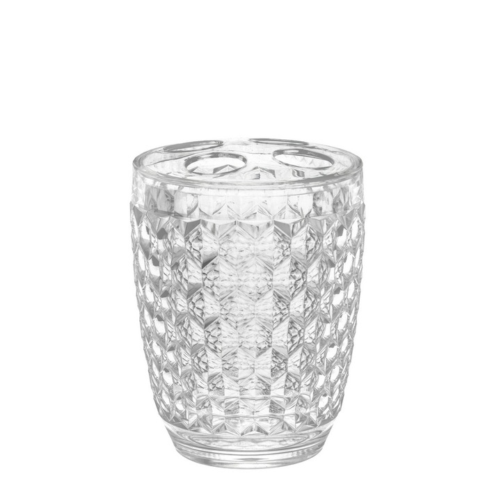 Suport periuta de dinti, AWD Interior, Ceramica texturata, Transparent