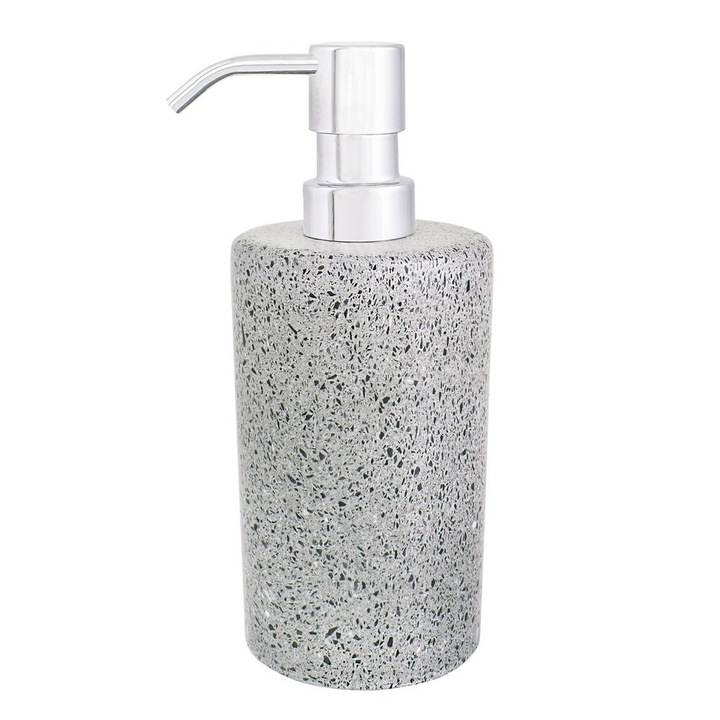 Dozator sapun Q-BATH Perfect Minimalism, terrazzo, pompa otel inoxidabil, gri/negru