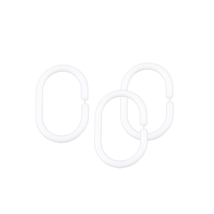 Set 12 carlige pentru perdele, AWD Interior, alb, plastic