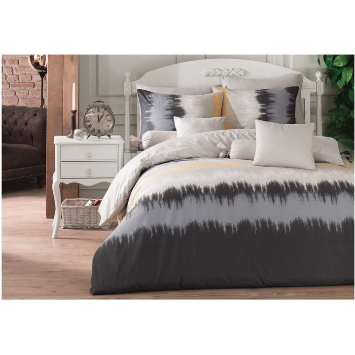 Vibe V2, set cuvertura de pat din 3 piese, 100% bumbac, simplu, cu fermoar, 140x200cm