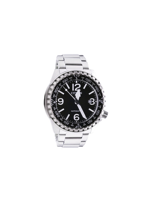 Мъжки часовник, CITIZEN, стомана/стъкло, 12x46 мм, сребрист/черен
