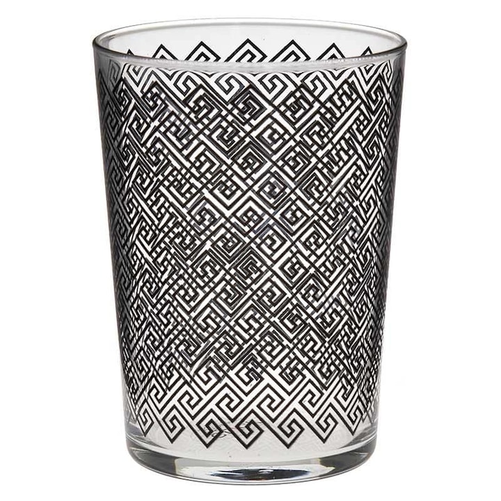 Set 6 pahare, Inart, Sticla, 510 ml, 9x9x12 cm, Negru/Transparent