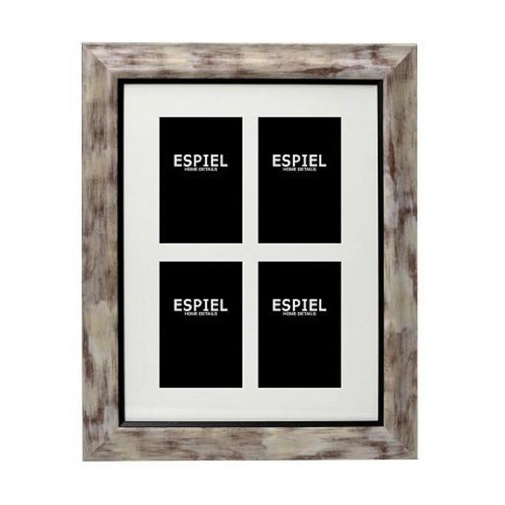 Rama pentru 4 poze de 10x15 cm, Patina/Alb, 48.5 cm