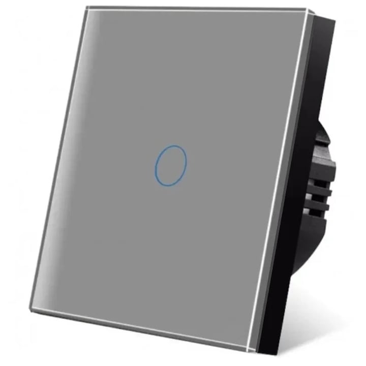 Intrerupator touch iUni 1F, Sticla Securizata, LED, Silver