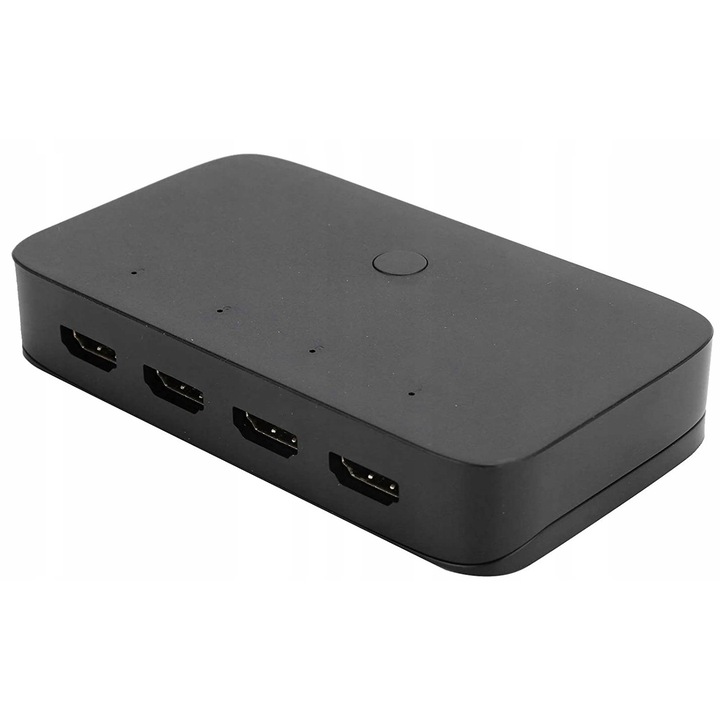 KVM VGA kapcsoló 4x1, PAWONIK, 3xUSB, 4 HDMI kábel, fekete