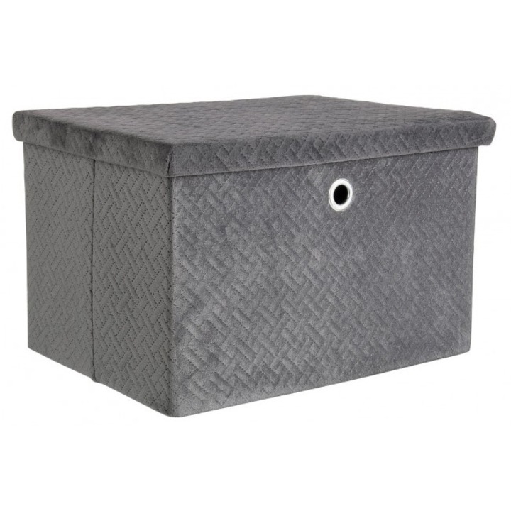 Set 4 cutii depozitare velur gri Averill 40x30x25 cm