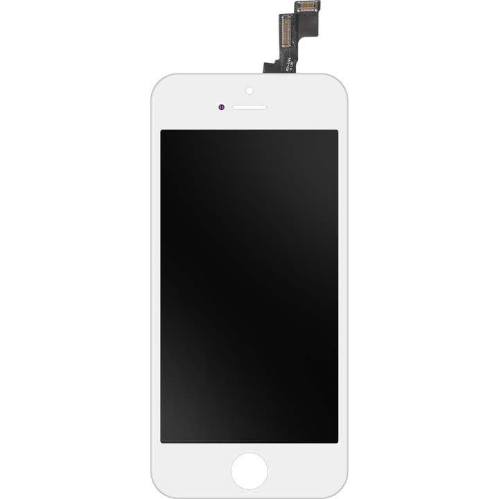Display cu Touchscreen Apple iPhone 5s, cu Rama, Alb, Second Hand