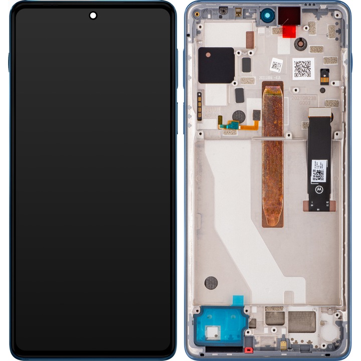 Дисплей с тъчскрийн Motorola Edge 20 Pro, с рамка, син, сервизен пакет 5D68C19376