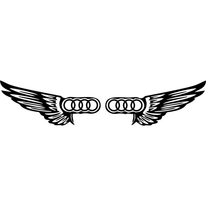 Sticker auto AUDI, aripi, set, negru