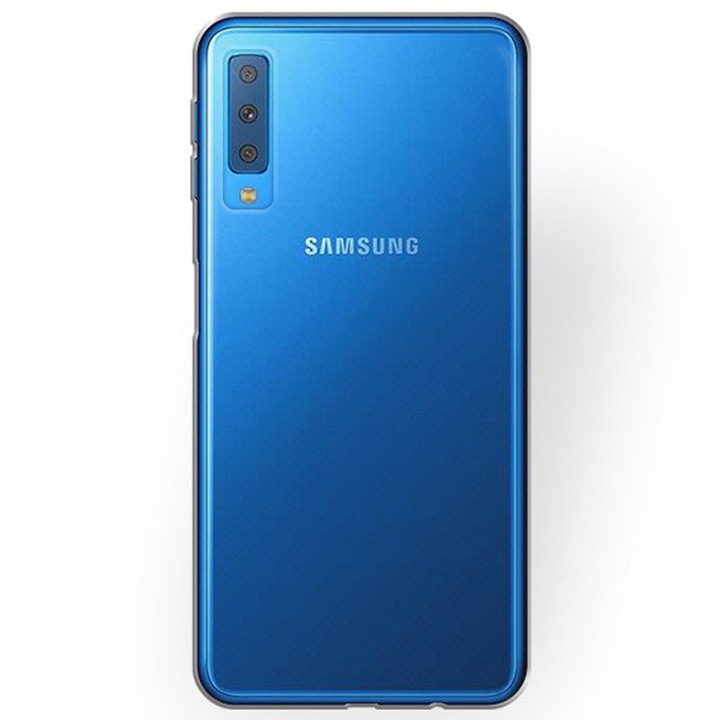 Прозрачен капак, съвместим със Samsung Galaxy A7 2018, Slim fit, Anti-slip, Минималистичен дизайн, 1 mm