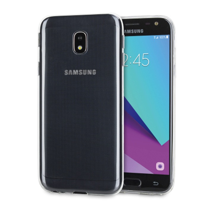 Прозрачен калъф, съвместим със Samsung Galaxy J3 2017, Slim fit, Anti-slip, Минималистичен дизайн, 1 mm