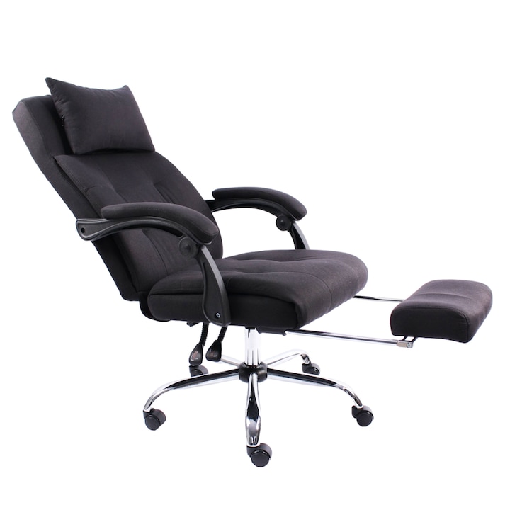 Scaun birou profesional Zendeco B182 textil negru, baza metalica, confortabil, cu suport picioare si functie sezlong