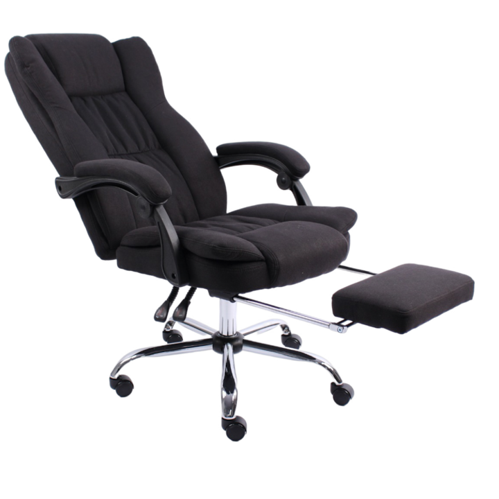 Scaun birou profesional Zendeco B180 textil negru, baza metalica, confortabil, cu suport picioare si functie sezlong