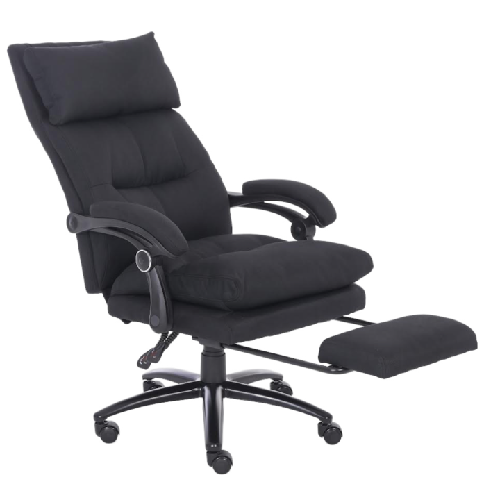 Scaun birou profesional Arka Chairs B160 textil negru, baza metalica, confortabil, cu suport picioare si functie sezlong