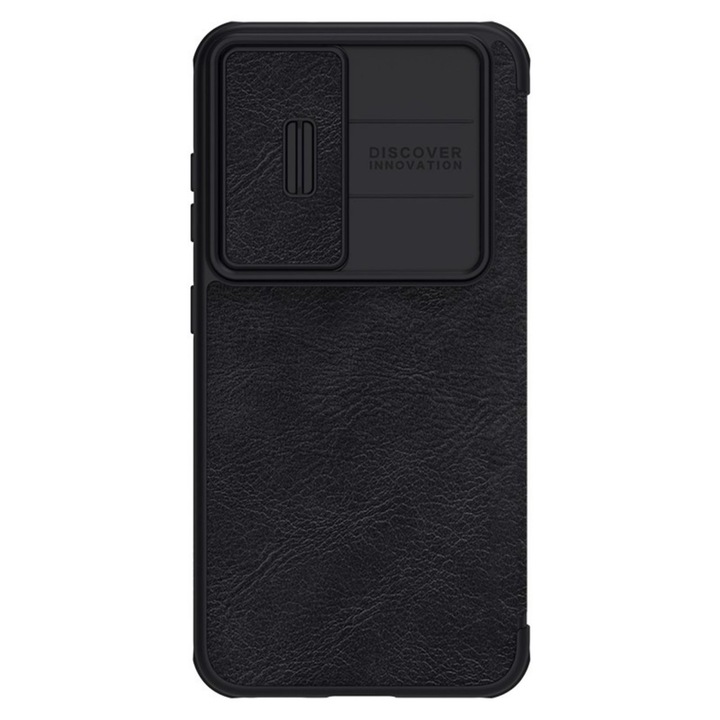 Кожен калъф с протектор за камера Nillkin Qin Leather Pro Case за Samsung Galaxy S23 Plus, черен