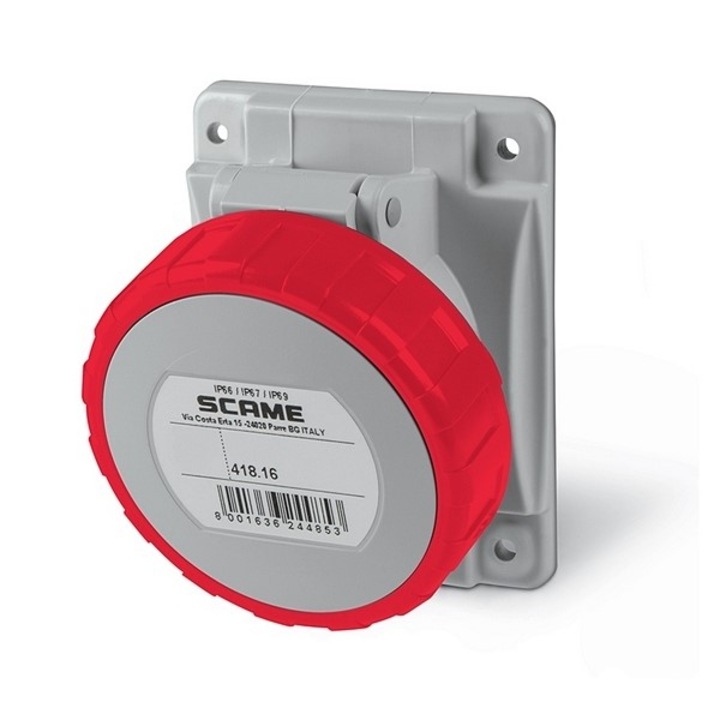 Промишлен контакт,3P+N+Е 32A, 380V, IP66, серия Optima, панелен монтаж, 84х106мм, SCAME