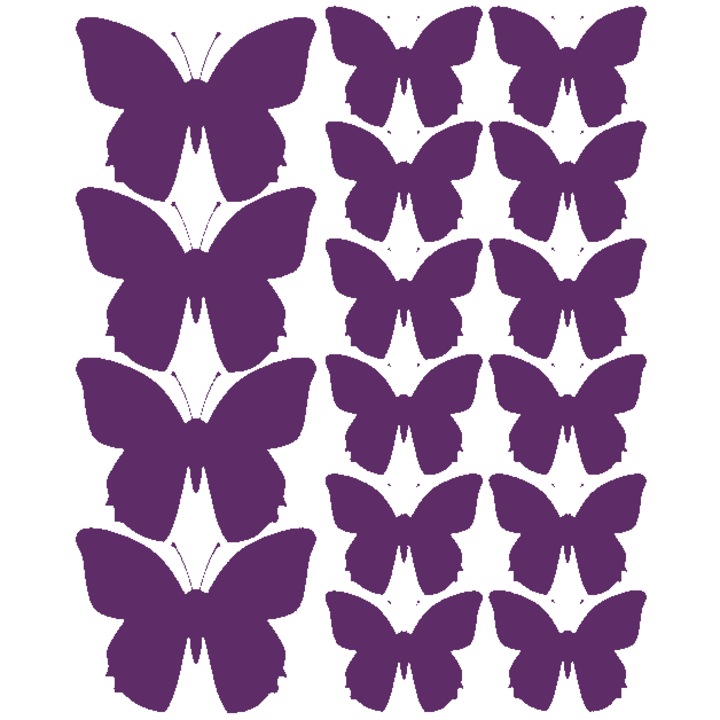 Set 32 stickere fluturi, Drago, 8 x 6 cm / 4 x 5 cm, Mov