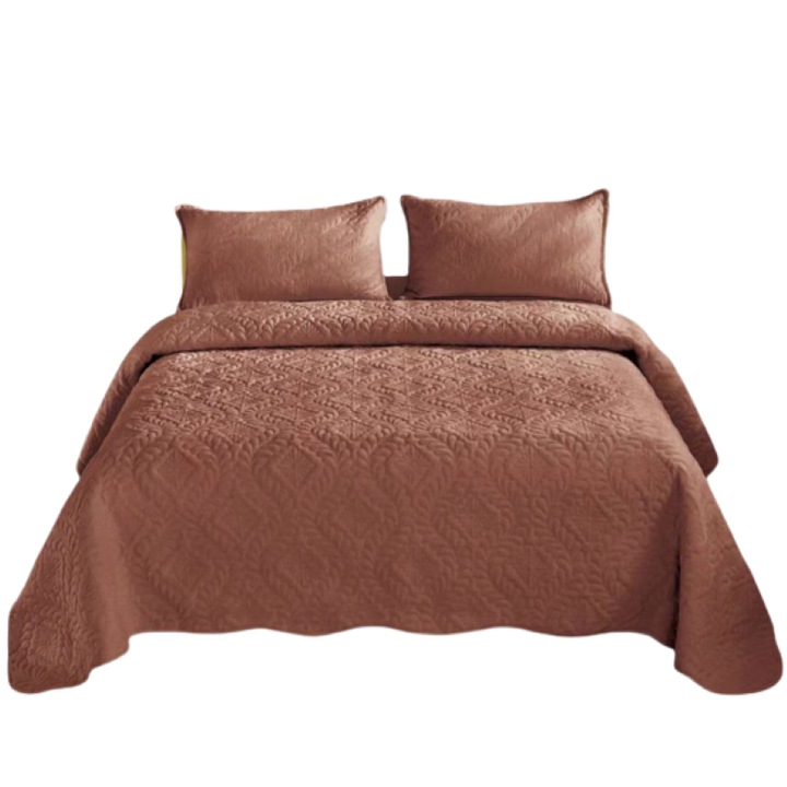 Franciaágyhuzat és 2 párnahuzat, Grofat modell, Uni, 3 db, 2 személyes, 230x250cm, Barna