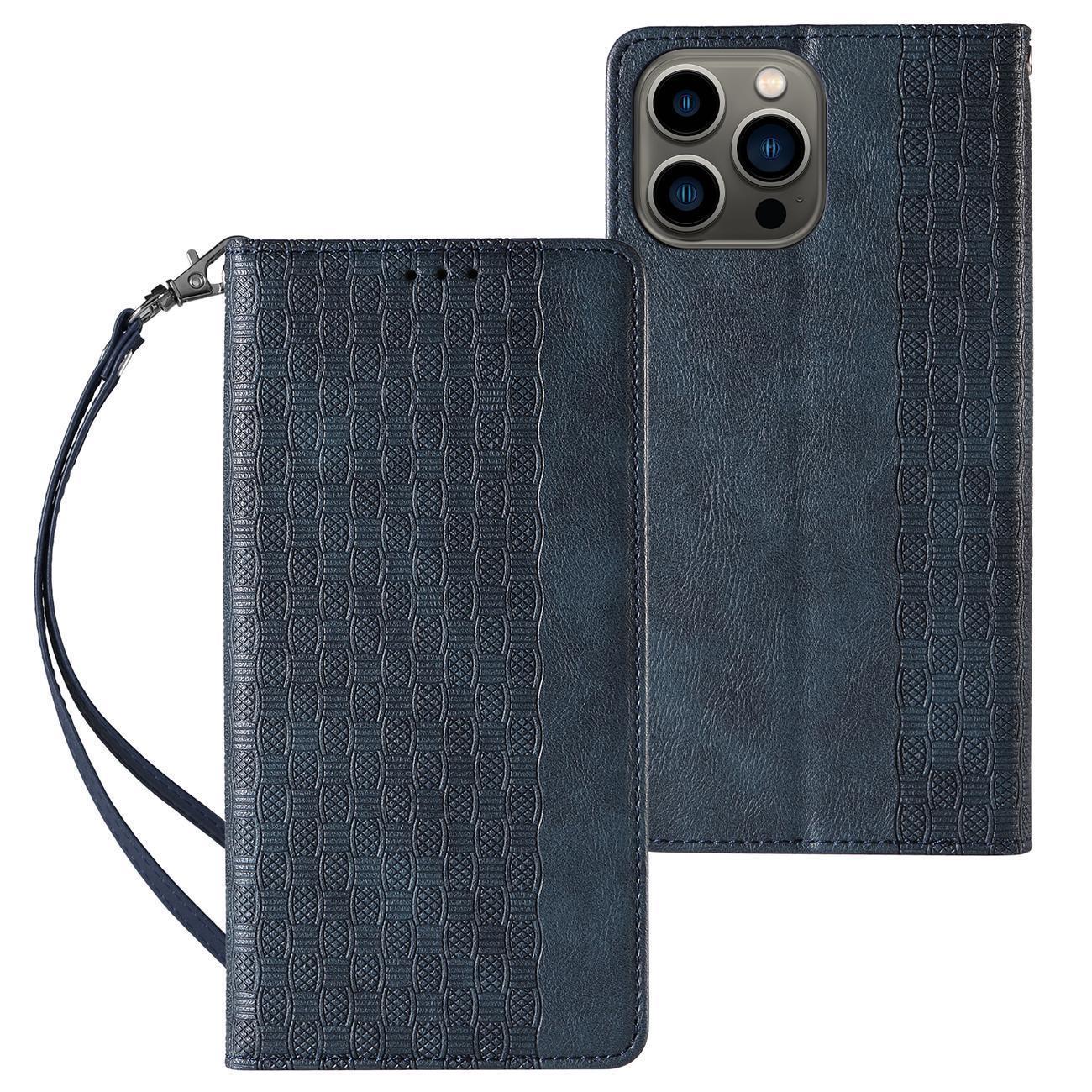 Husa Magnet Strap Stand compatibila cu Samsung Galaxy S23 Ultra Blue