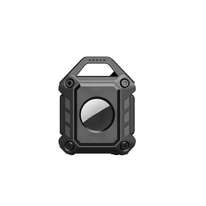 Breloc pentru tracker Airtag, THD, atasabil la chei, geanta, haine, rezistent la socuri, negru