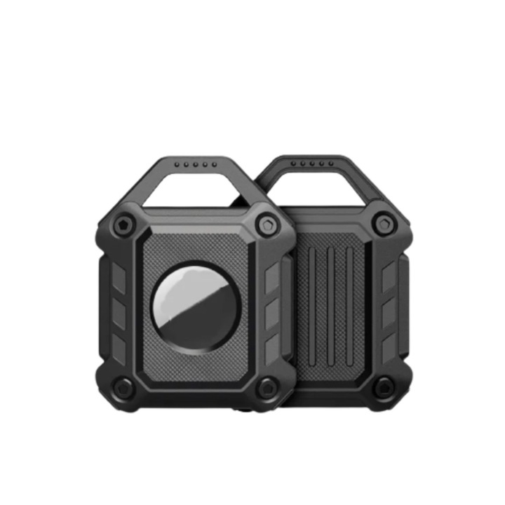 Airtag tracker kulcstartó, THD, kulcsra, táskára, ruhákra rögzíthető, ütésálló, fekete