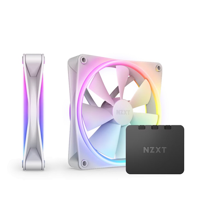 Kit 2 ventilatoare si controler NZXT F140 RGB Duo White