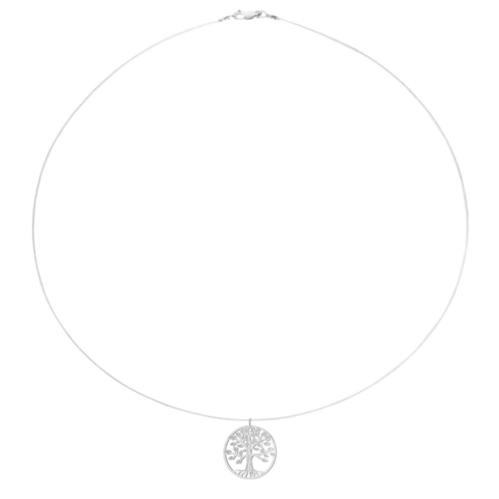 Colier fir transparent cu pandantiv Copacul Vietii din Argint 925, reglabil 38-41 cm