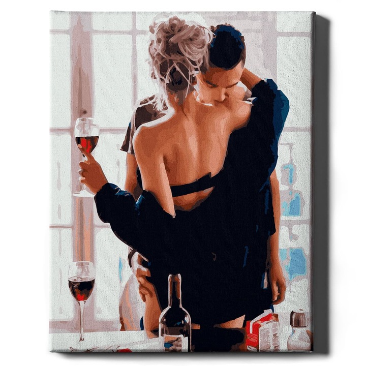 Pictura pe numere 40x50cm - Set complet cu panza numerotata, Tablou cu Rama pentru adulti Pentru adulti “Dimineata pentru doi” DIY pentru Adulti si Copii - Oh Art!®