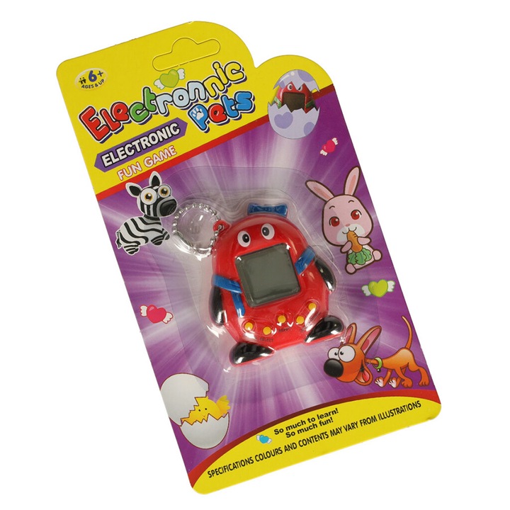 Интерактивна електронна игра Electronic Pets, 168 игри, животински модел, 6 години+, червена