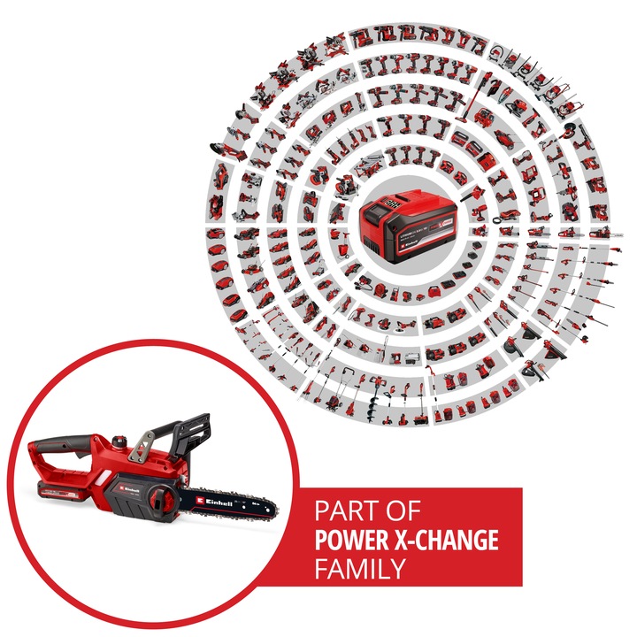 Einhell Power-X-Change GE-LC 18Li kit Akkus láncfűrész, 18 V, 25 cm-es láncvezető, 3 Ah akkumulátor
