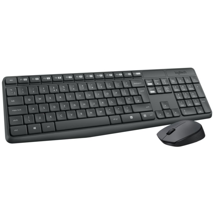 Logitech MK235 клавиатура Включена мишка USB QWERTZ Немски Сив