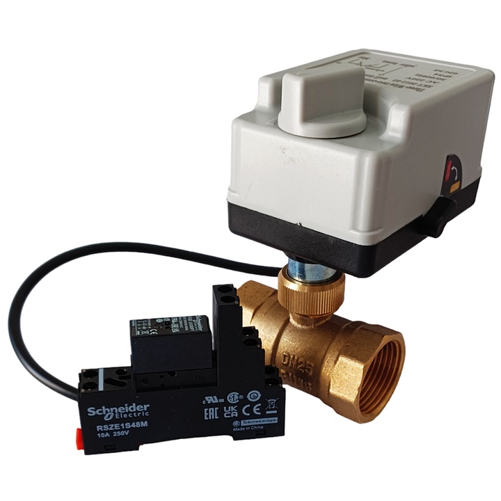 Ротационен вентил Daver, 2-пътен, 1" с бърз сервомотор, с автоматично / ръчно управление и реле 230V/50Hz